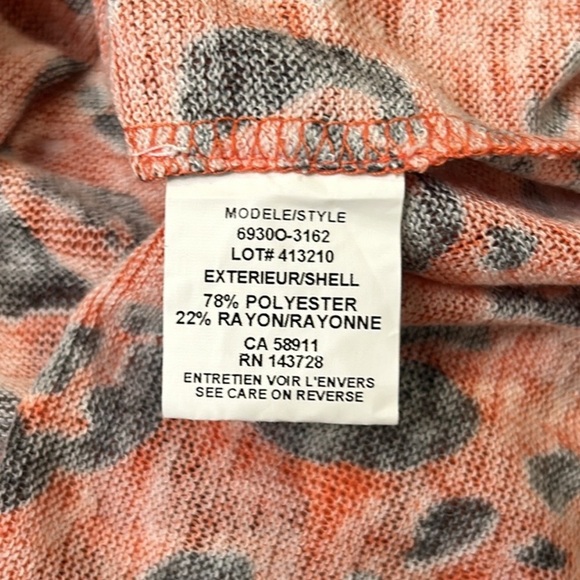 Tribal Oversized Animal Leopard Print Drop Sleeve Lightweight Top Size Medium - Picture 7 of 9